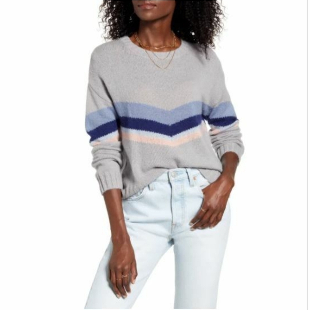 Rails Perci Sweater LG Lakeside Chevron Stripe Wool Alpaca Blend Pullover Womens
